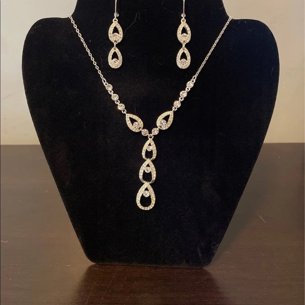 Rhinestone Necklace and Earring Set